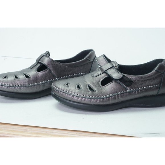 SAS Woman's TriPad Comfort Slip On Shoes Grey Leather 6.5W - Picture 4 of 8